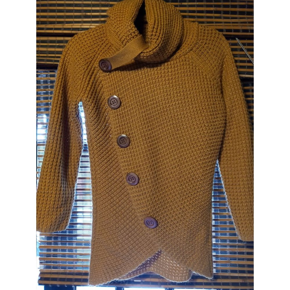 Grecerelle waffle knitted gold sweater women's size small